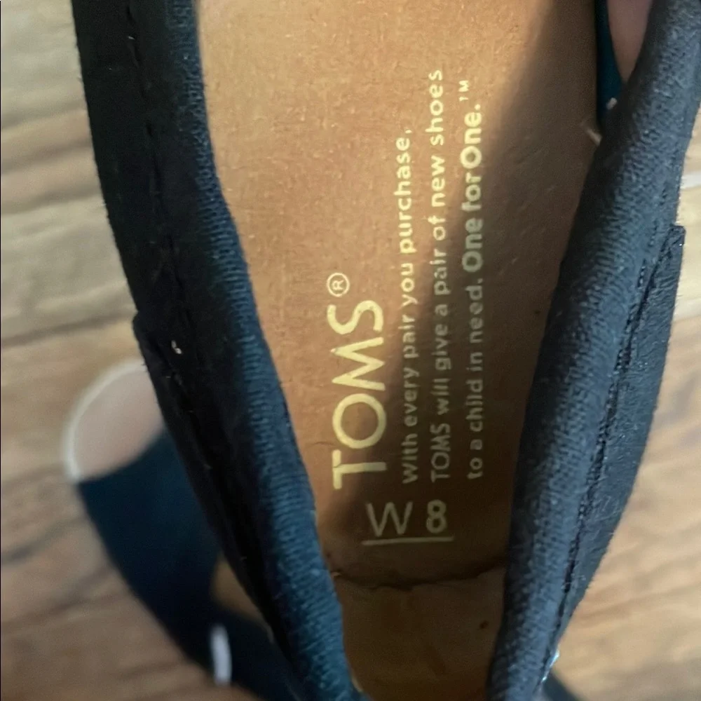 TOMS Black Wedge Espadrilles